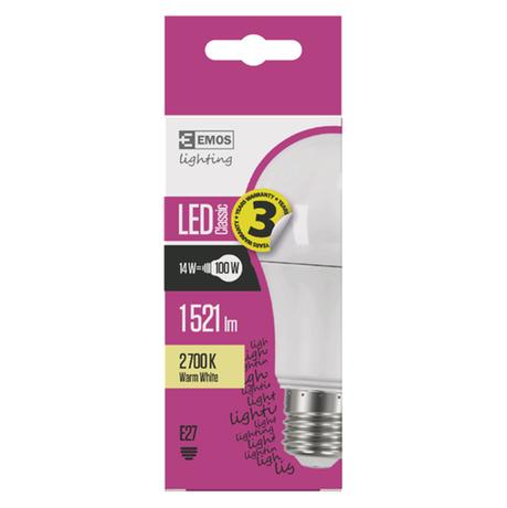 ŽIAROVKA LED CLS A60 14W 1521LM E27 WW